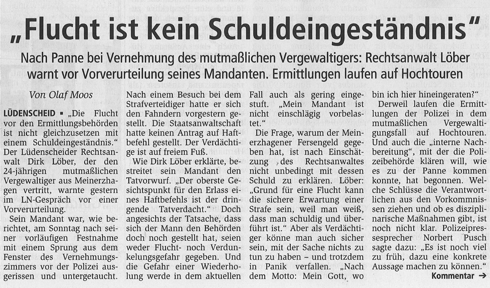 Flucht kein Schuldeingeständnis