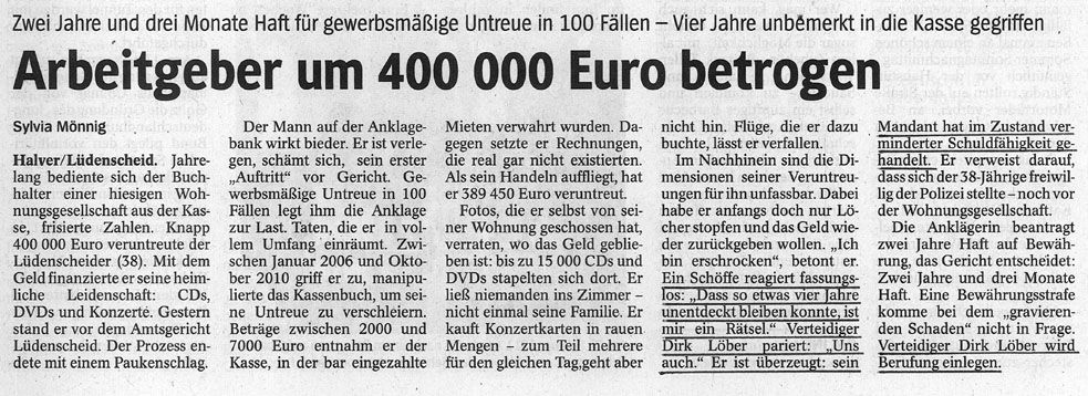 Arbeitgeber betrogen